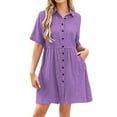 thumbnail image 3 of Horkkom Shirt Dresses for Women Button Down Short Sleeve Mini Dresses Summer Casual Holiday Sundresses with Pockets L, 3 of 10