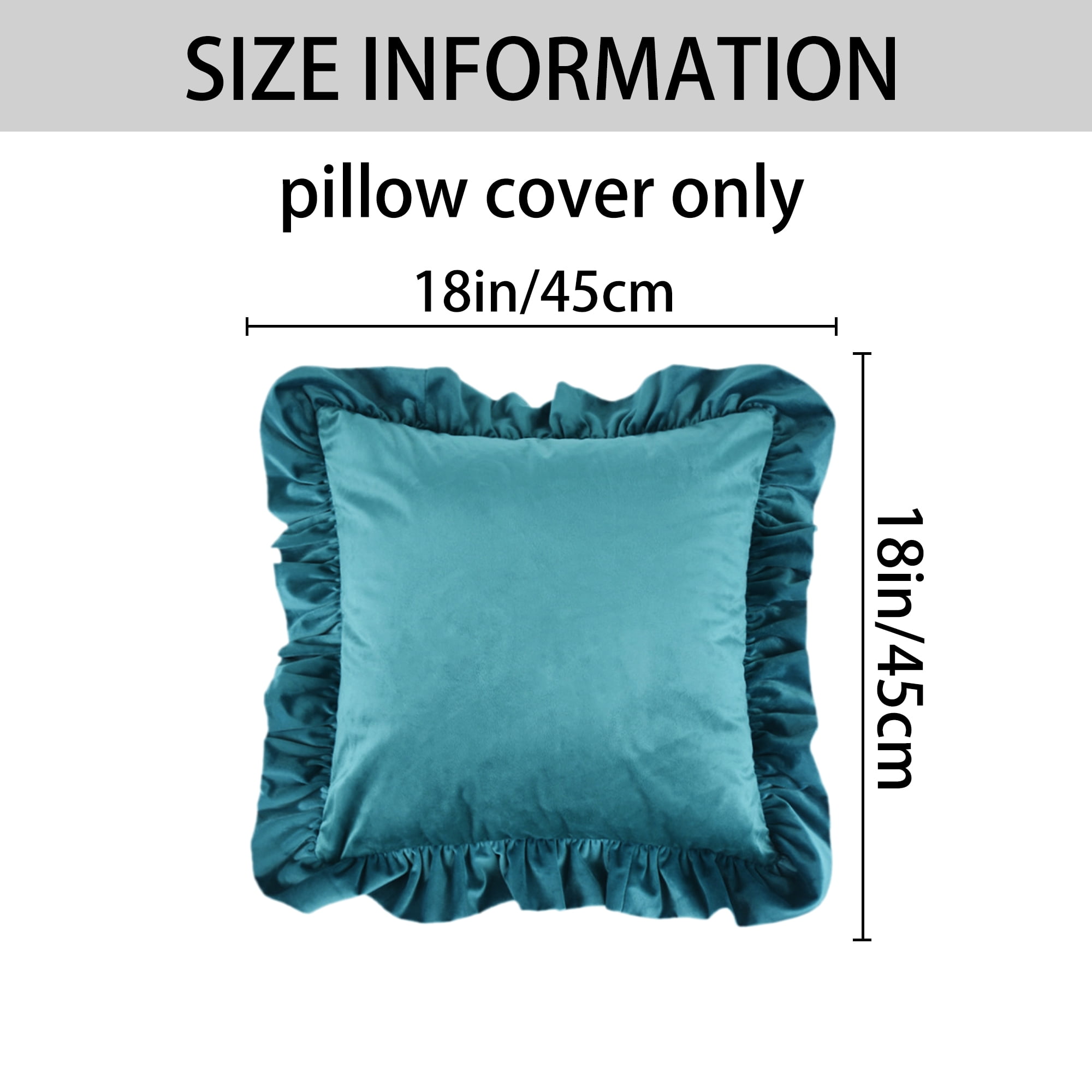 Unique Bargains 2 Pcs Scalloped Square Throw Pillow Covers Blue/Pink 18" x 18"