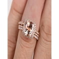 thumbnail image 2 of Limited Time Sale 2 carat Morganite Diamond Trio Wedding Bridal Ring Set in 10k Rose Gold, One Engagement Ring & 2 Wedding Bands, 2 of 2