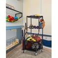 thumbnail image 5 of Sports Equipment Garage Organizer - Rolling Ball Storage with wheels, 3-Tier Sports gear Storage Rack Indoor & Outdoor Balls Cart with Hooks for Home, Garage (Black), 5 of 15