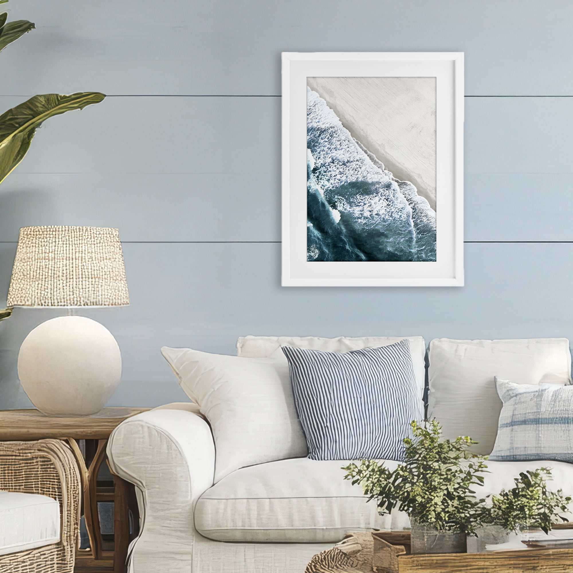 Stupell Industries Corolla Beach Breezy Shoreline White Framed Print Under Glass, design by Natalie Carpentieri