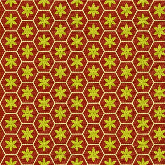 Ahgly Company Machine Washable Indoor Square Transitional Yellow Area Rugs, 8' Square
