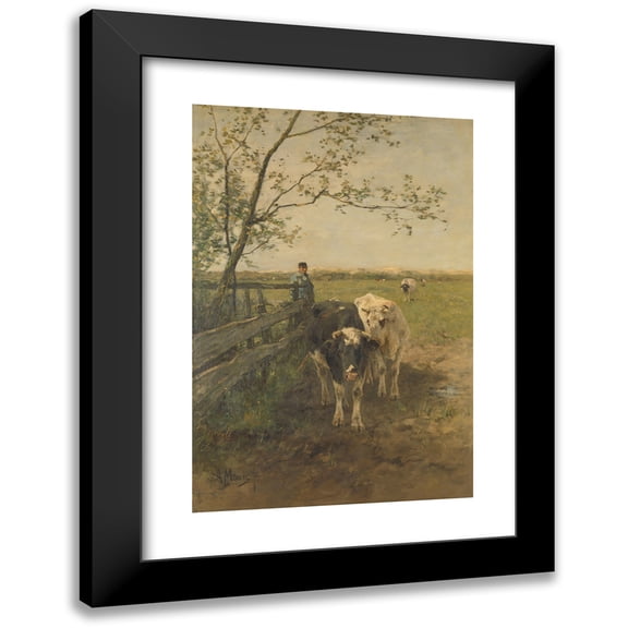 Anton Mauve 11x14 Black Modern Framed Museum Art Print Titled - De Melkbocht (1870 - 1888)