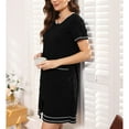 thumbnail image 4 of Defitshape Women's Short Sleeve Duster Robe Summer Sleepwear Short Full Zipper House Coat Comfy Soft Stretchy Lightweight Zip Up Housecoat w/ Pockets Black 4-6, 4 of 4