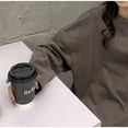 thumbnail image 4 of Camiseta de mujer Cuello redondo Color sólido Manga larga Casual Top suelto, Gris oscuro, M sidaley AP001280-09B, 4 of 7