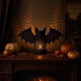 thumbnail image 4 of Halloween Textured Weave Bat Ornament with Candle Light, Wicker Design Bat Figurine Indoor Seasonal Table Decor, 4 of 8