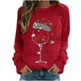 thumbnail image 5 of WMTBSRSW Womens Christmas Shirt Long Sleeve Graphic Tees Casual Sequins Red Wine Glass Graphics T-Shirts Xmas Holiday Tops, 5 of 8