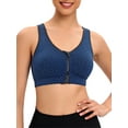 thumbnail image 6 of LELINTA Women's Zip Front Sports Bra Wireless Post-Surgery Bra Active Yoga Sports Bras, 6 of 7