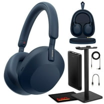 Sony WH-1000XM5 Best Auto Noise Canceling Wireless Over-Ear Headphones, 30hr Battery Life Hands-Free Calling and Built-in Mic Bundle (Blue)
