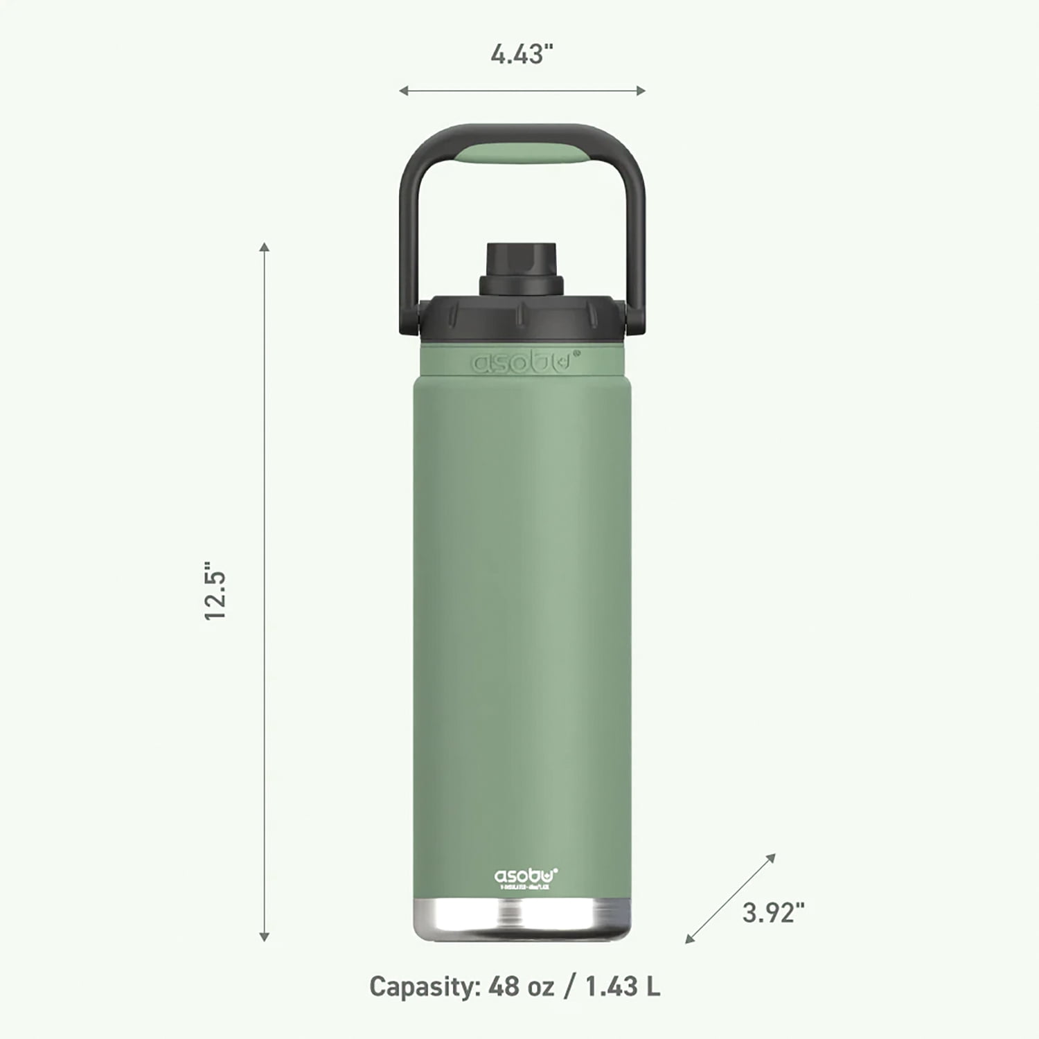 ASOBU Canyon 50-Oz. Insulated Water Bottle with Full Hand Comfort Handle (Green), TMF7G