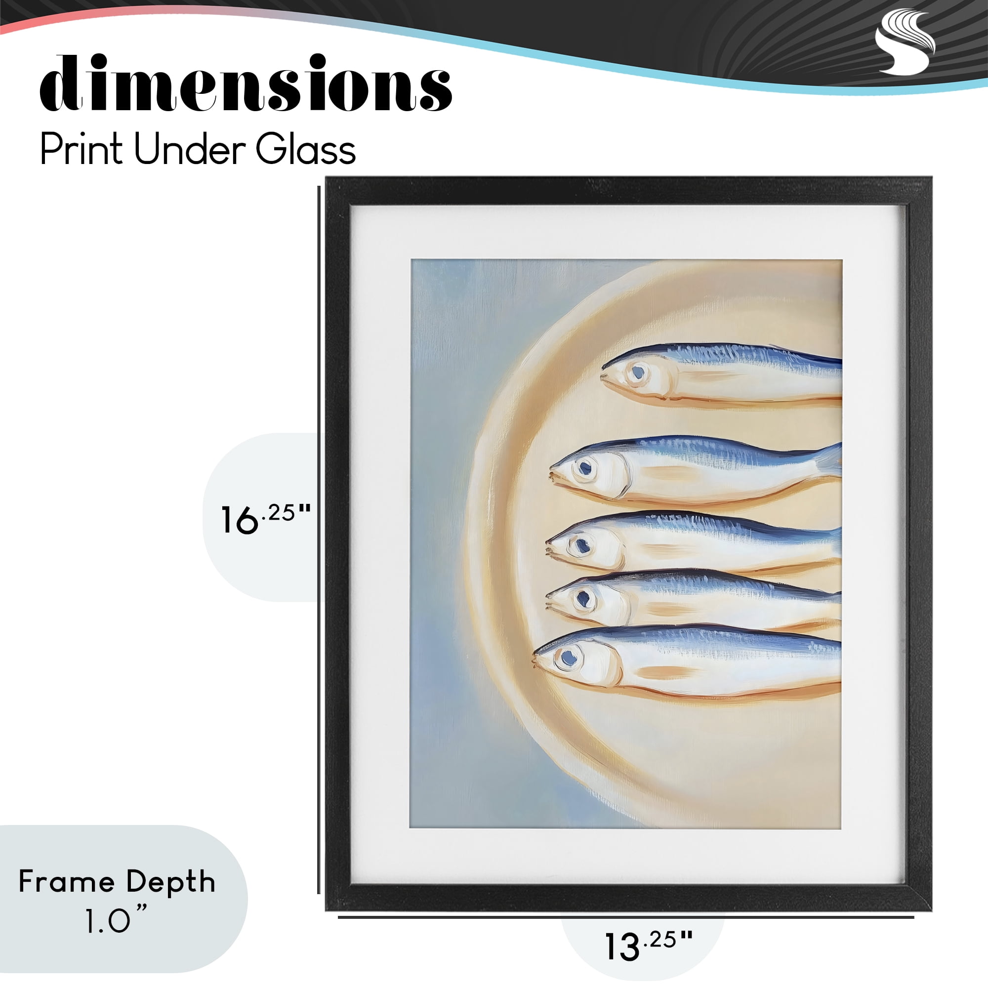 Stupell Industries Plate of Sardines Black Framed Print Under Glass, design by The Prints Vibe