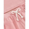thumbnail image 6 of Toddler Girl Summer Outfit Solid Color Hooded Short Sleeve T-Shirts Tops and Shorts Set, 6 of 8