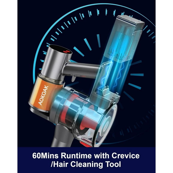 K13 Cordless Vacuum Cleaner with 45Kpa 550W, 60 Mins Runtime Stick Vac for Home, Pet Hair, Carpet and Hardwood Floor