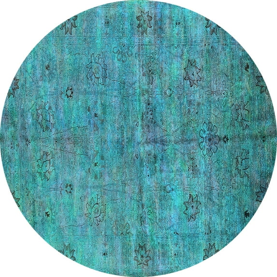 Ahgly Company Indoor Round Oriental Light Blue Industrial Area Rugs, 8' Round