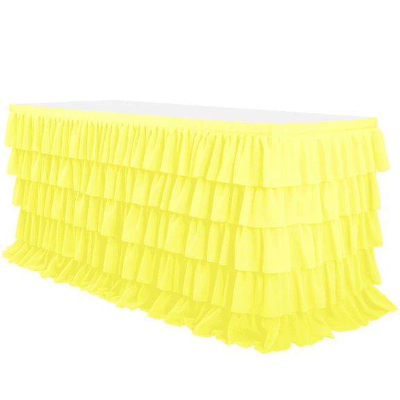 Table Skirt,Rectangle Tulle Table Skirt,Wrinkle Resistant Pleated Ruffle Table Cloth,Multi-purpose Tablecloth,Desk Skirt for Cake Dessert Buffet Banquet Dinner Table Decorations,72x30 inch(Yellow)