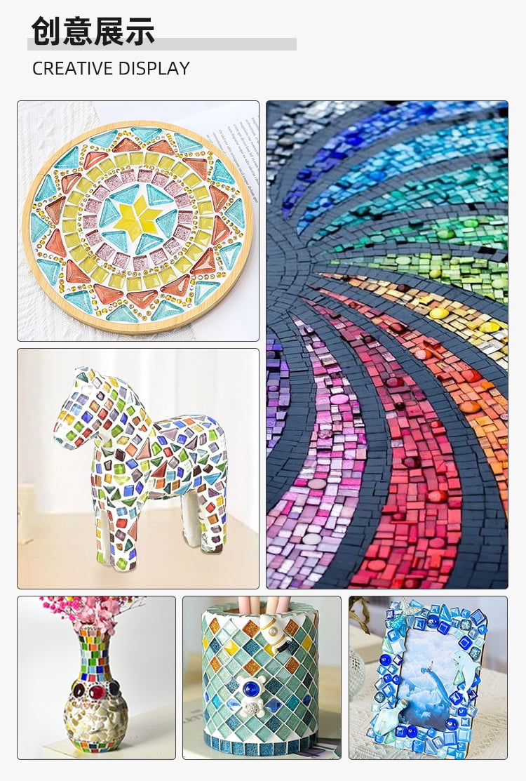 Zhuge 2.2LB Assorted Colors Irregular Crystal Glass Mosaic Tiles, DIY-Friendly Craft Supplies for Mosaic Making Projects, Home Decor Accents & Art Creations, Black and Coffee