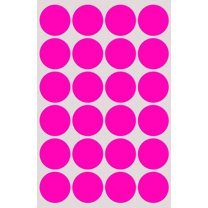 Royal Green Neon Colored dot Stickers 1 inch - Round Labels 25mm in Fluorescent Pink - 1200 Pack