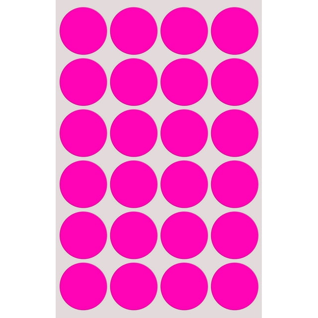 Royal Green Neon Colored dot Stickers 1 inch - Round Labels 25mm in Fluorescent Pink - 1200 Pack