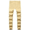 thumbnail image 3 of CEHVOM Men's New Tight-fitting Ripped Straight Hip-hop Stretch Motorcycle Denim Trouser, 3 of 6