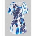 thumbnail image 2 of Tallas de talla grande tinte flores camiseta longline Rosegal Camisetas tallas grandes, 2 of 5