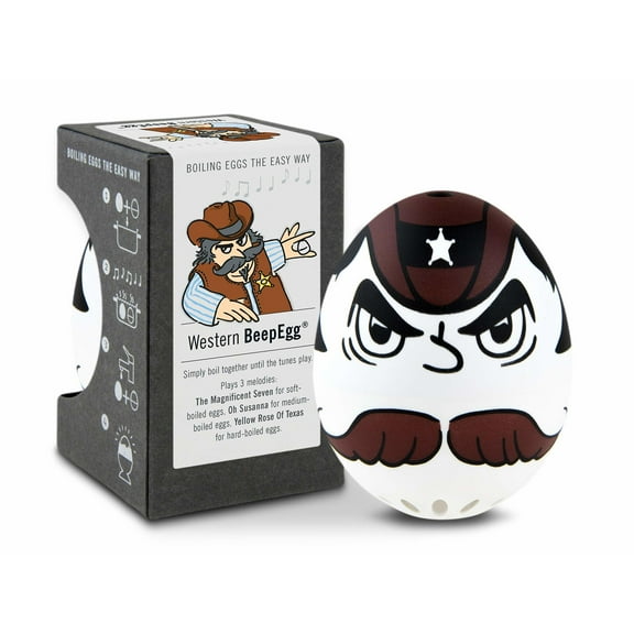 BrainStream Western BeepEgg - Musical Kitchen Timer & Egg Timer Plays Tunes for Soft, Medium, Hard-Boiled Eggs & Any Egg Size - Interactive Cooking Tools for Kids, Egg-Shaped Kitchenware, German Made