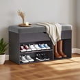 thumbnail image 3 of Ivinta Shoe Storage Bench, 2-Tier Entryway Organizer with Hidden Compartment, 37", Dark Brown, 3 of 9
