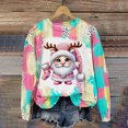 thumbnail image 3 of Christmas Day Color Blocked Women's Hoodie Cute Cartoon Autumn/Winter Long Sleeved Round Neck Clothing Fashion Sportswear 2024, 3 of 5