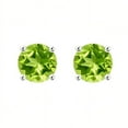 thumbnail image 2 of Bonjour Jewelers 18k White Gold 2 Pair Created Peridot 6mm Round & Princess Cut Stud Earrings Plated, 2 of 3
