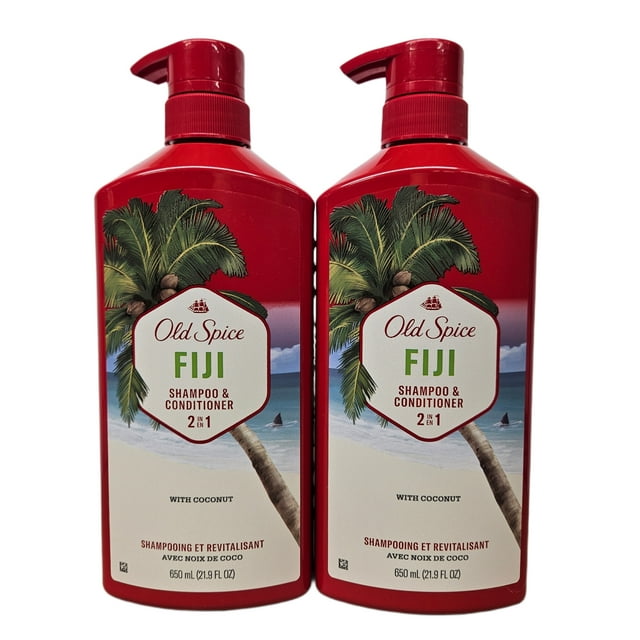 Old Spice Fiji 2in1 Shampoo and Conditioner for Men, All Hair Types, 22 fl oz | 2 Pack
