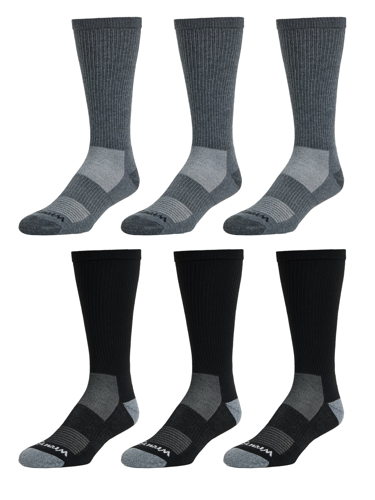Wrangler Wool Blend Work Socks for Men, Size 6-12, Charcoal/Black, 6 Pairs