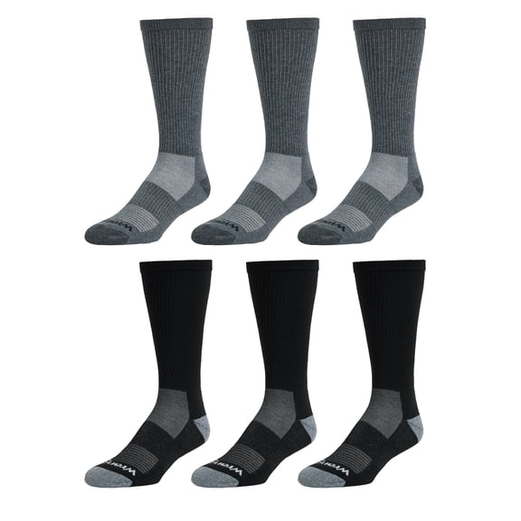 Wrangler Wool Blend Work Socks for Men, Size 6-12, Charcoal/Black, 6 Pairs