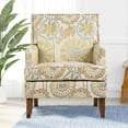 thumbnail image 4 of Accent Chairs Living Room Floral Print Fabric Club Chair Tufted Wingback Chair Reading Arm Reading Chairs for Bedroom Comfy(Beige Yellow), 4 of 8