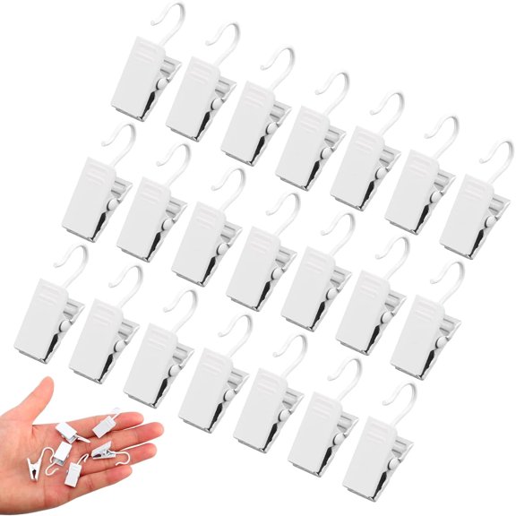 QIANJI 30 Pack Small Heavy-Duty Hook Clip Set Metal Curtain Hangers Clips for Clip Photo Home Decoration Art Craft Display - Black