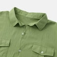 thumbnail image 4 of LIUJUNSHOP Autumn Winter Men Linen Solid Color Long Sleeve Shirt with Chest Pockets Comfortable Casual Business Wear Green L, 4 of 8