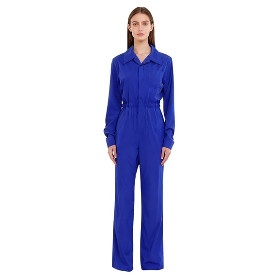 HULIJA Women's Mechanic Work Utility Coveralls Dungarees Flight Suit Jumpsuit Blue XL