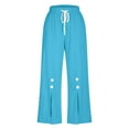 thumbnail image 7 of Two Piece Outfits for Women Fall Cotton Linen Set Summer Shirt Pants Set Casual Wide Leg Pants 2XL, 7 of 7