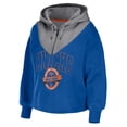 thumbnail image 2 of Women's WEAR by Erin Andrews Blue New York Knicks Pieced Quarter-Zip Hoodie Jacket, 2 of 3