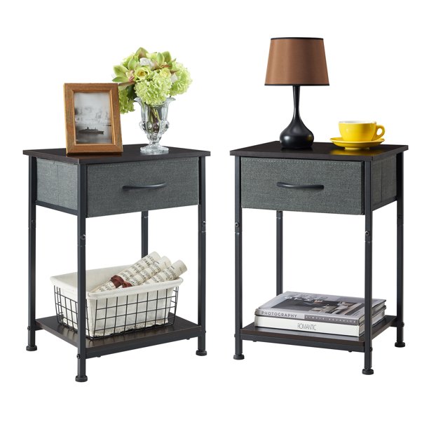 Somdot Nightstands Set of 2, Small Side Table End Table with Drawer