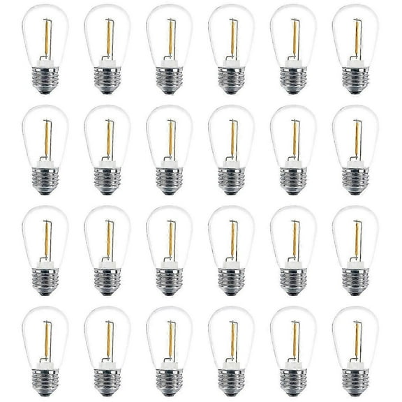 24 Pack 3V LED S14 Replacement Light Bulbs, Shatterproof Outdoor Solar String Light Bulbs, Warm White 1