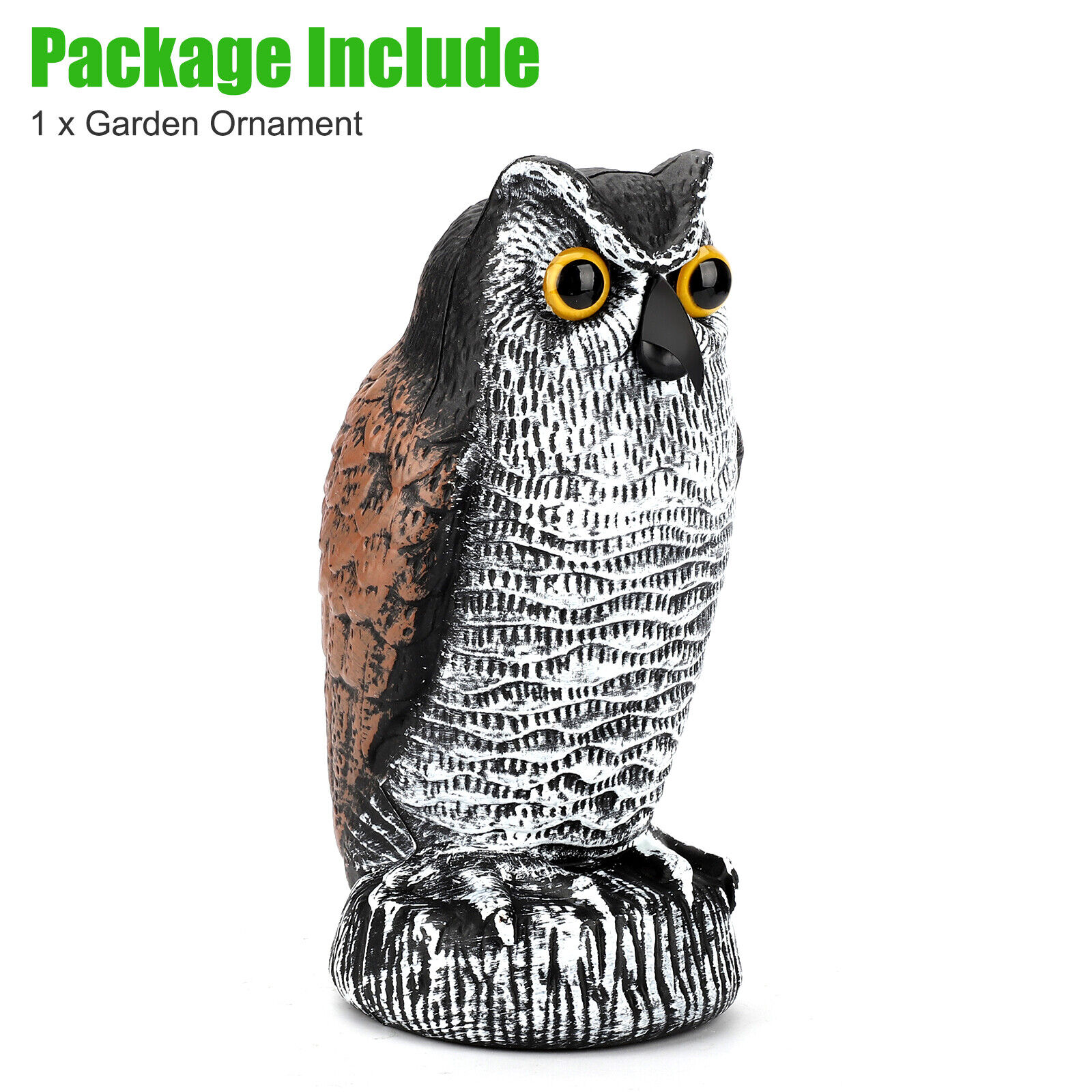 Owl Decoy Statue – Garden Scarecrow, Pigeon Repellent, Sturdy Plastic, 1-Year Warranty