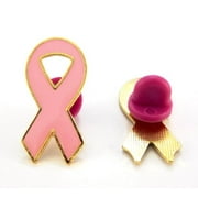 Pink Ribbon Breast Cancer Awareness Lapel Hat Pin Rubber Back PPM4926 (1 pin)