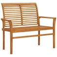 thumbnail image 2 of vidaXL Outdoor Patio Bench Garden Bench with Cushion for Porch Solid Wood Teak, 2 of 11