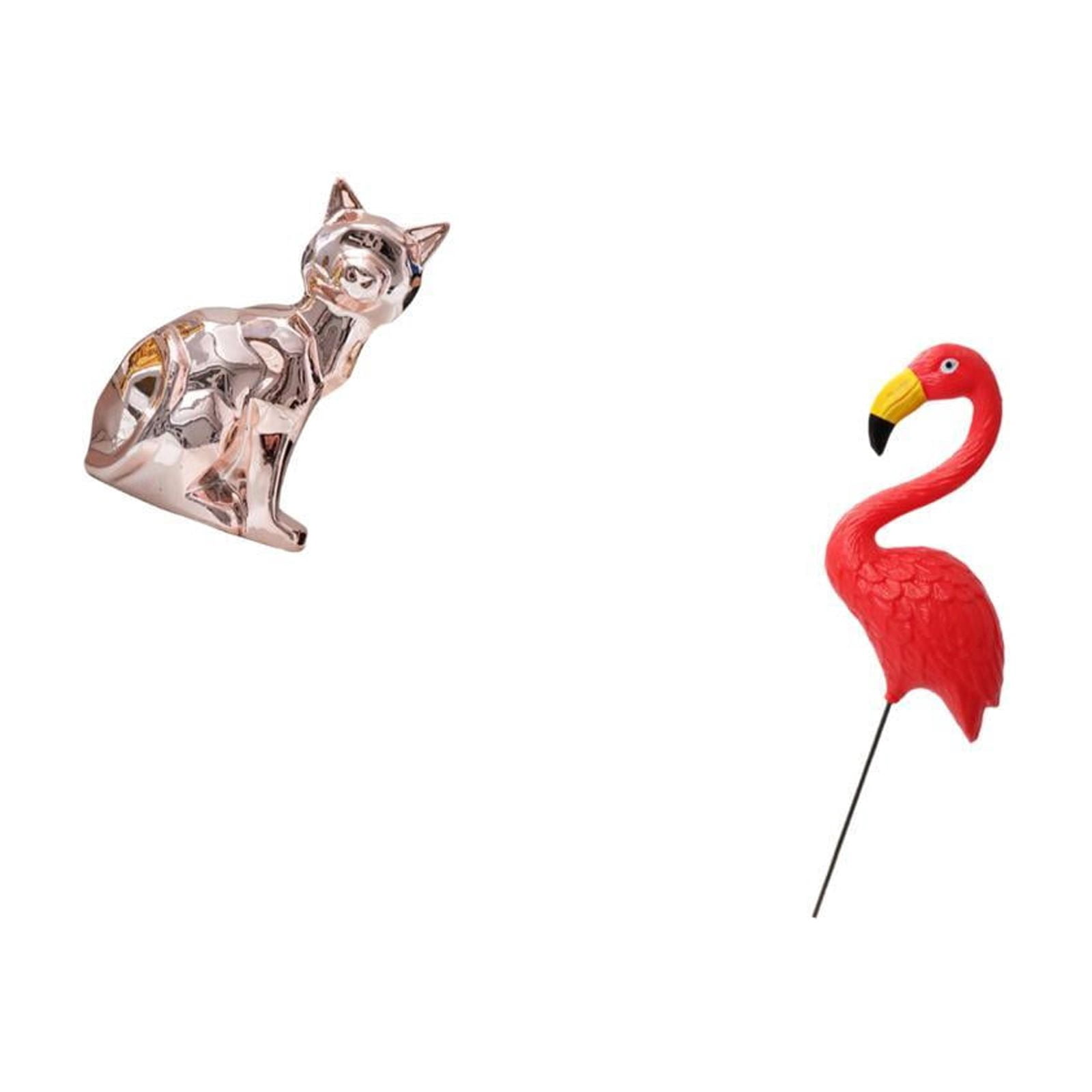 CarpNettore Cat Bird Statue Decorative Figurine Animal Sculpture Art Craft Ornament for Fireplace Yard Art Ornament Backyard Fairy Garden Accessories Flamingo Garden Stake Sculpture for Holiday