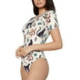 thumbnail image 2 of Haiem Black Cat And Snake Women's Crew Neck Short Sleeve Bodysuit Tops Stretchy Slim Basic-XX-Large, 2 of 9