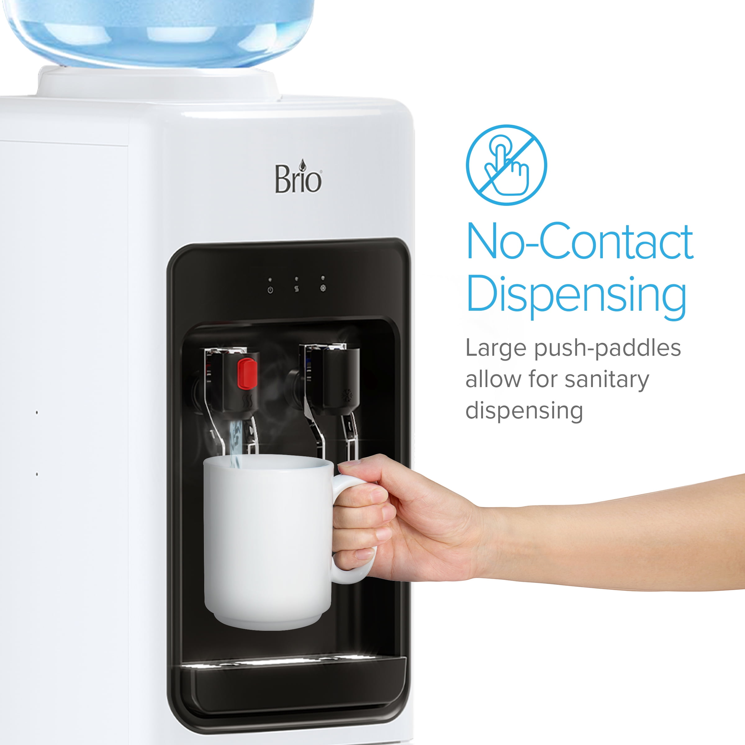 Brio 300 Series Slimline Top Load Hot and Cold Water Dispenser, 5 Gallon, White