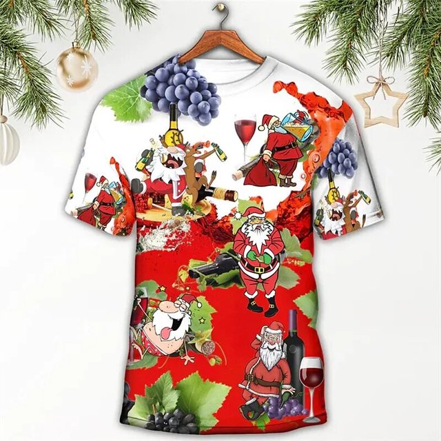 Nuevas camisetas para hombres con estampado de muñeco de nieve de Navidad en 3d, camisetas de manga corta Harajuku, ropa informal de verano para hombres, camiseta holgada de gran tamaño