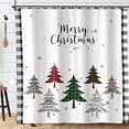 thumbnail image 3 of Christmas Trees Shower Curtain Black White Buffalo Check Plaid Merry Christmas Shower Curtain Snowflake Bathtubs Curtains 72"X72", 3 of 7