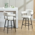 thumbnail image 2 of ONEVOG 26.7'' Swivel Counter Height Stools Set of 2, Modern Barrel Bar Stools with Backs & Arm Rest, Upholstered Sherpa Counter Chairs for Kitchen Island, White, 2 of 9