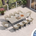 thumbnail image 3 of PURPLE LEAF 11 Pieces Patio Dining Set, Rectangular Aluminum Outdoor Table and 10 Wicker Chairs with Cushions for Garden Kitchen and Porch,, 3 of 10