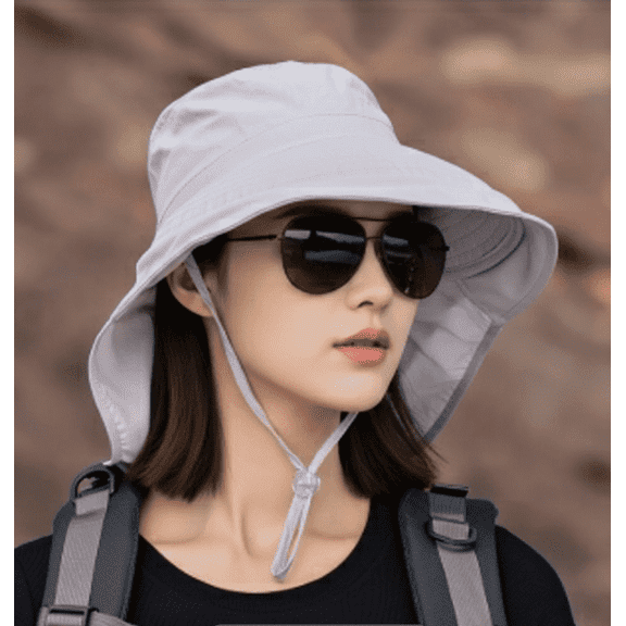 Womens Sun Hat UPF 50  Wide Brim and Ponytail Hole, Hiking Safari Hat with Neck Fla